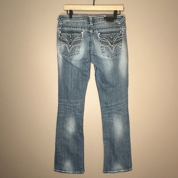 Women's 9/10 Vigoss "The New York Slim Boot" Mid Rise Jeans Embroidered Pockets - Picture 3 of 13